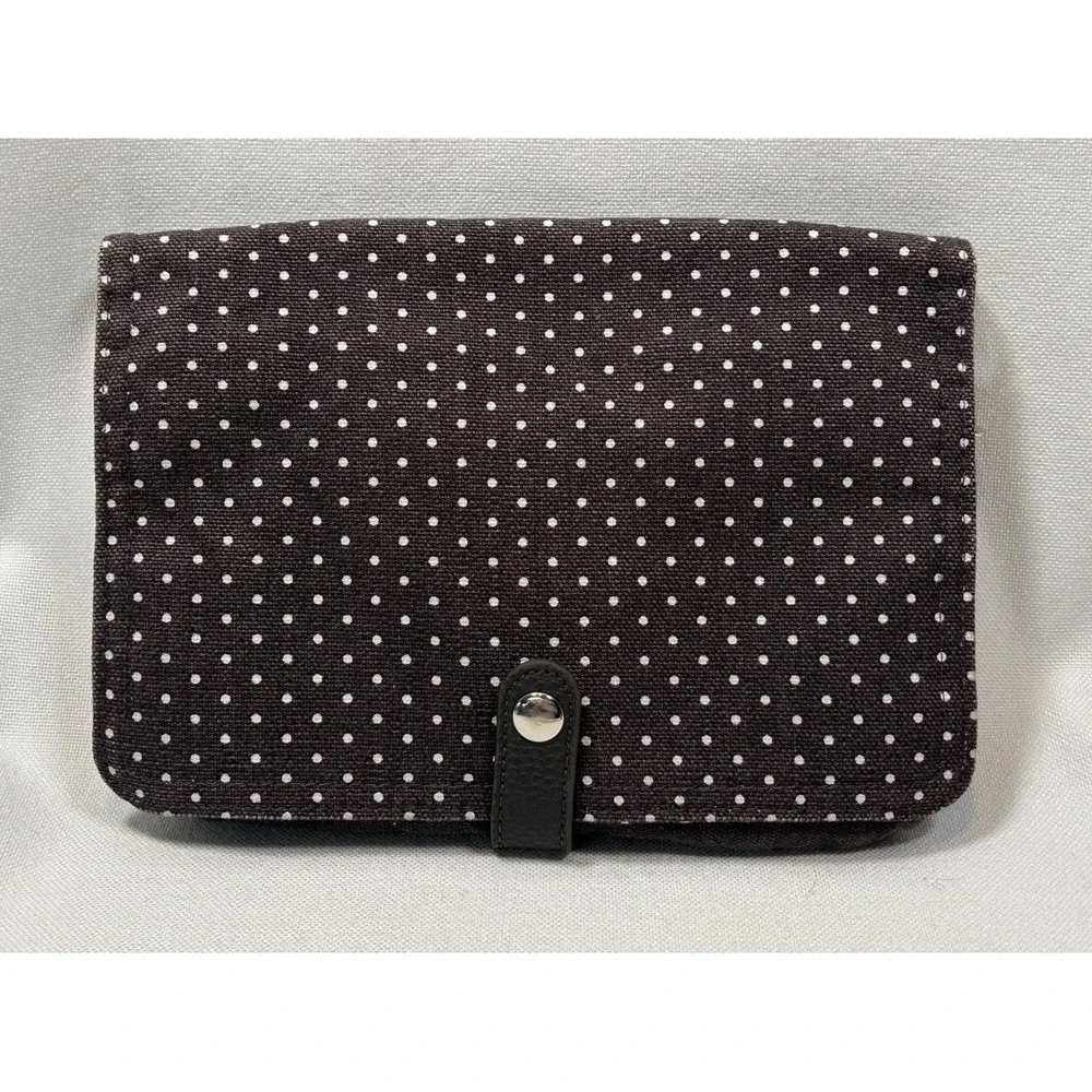 Thirty One Double Up  Clutch Wallet Organizer Polka Dot Turquoise Lining Gray